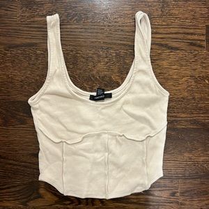 Forever 21 tan tank top with outside stitching detail